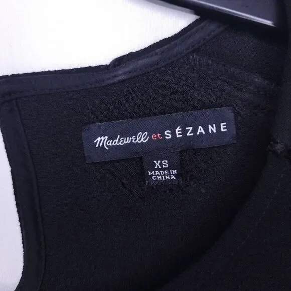 Madewell Sezane Top XS Black Button Shoulder - Picture 9 of 11